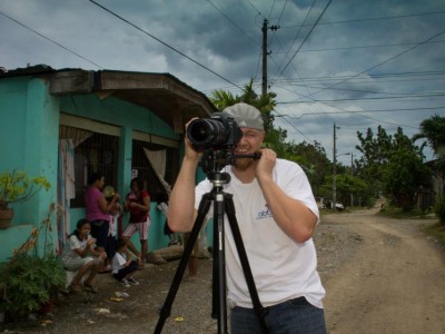 Stephen Burich, from the US, recording in the Philippines for a Promotional Video of the projects